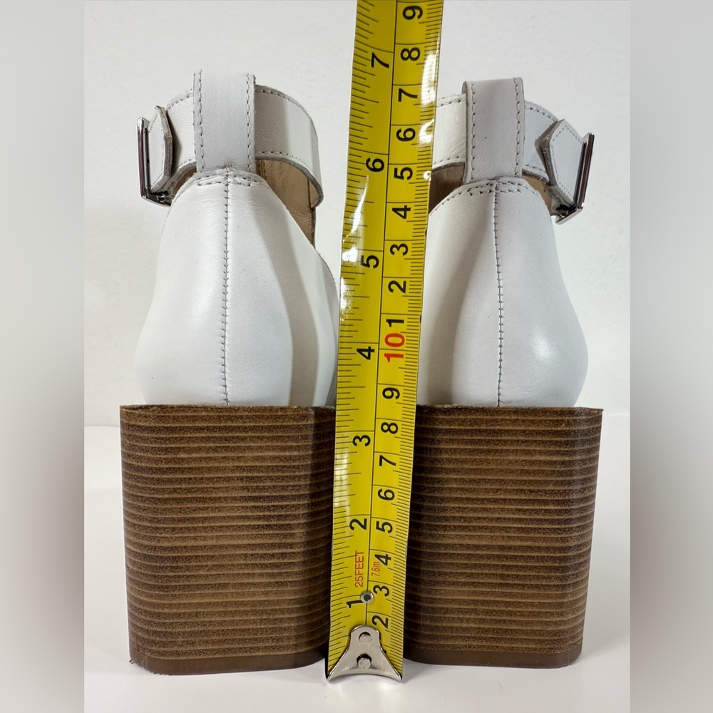 Free People Brady Buckle Shoeboot Women's Size 39.5/9.5 Whie Leather Block Heel - Picture 7 of 15